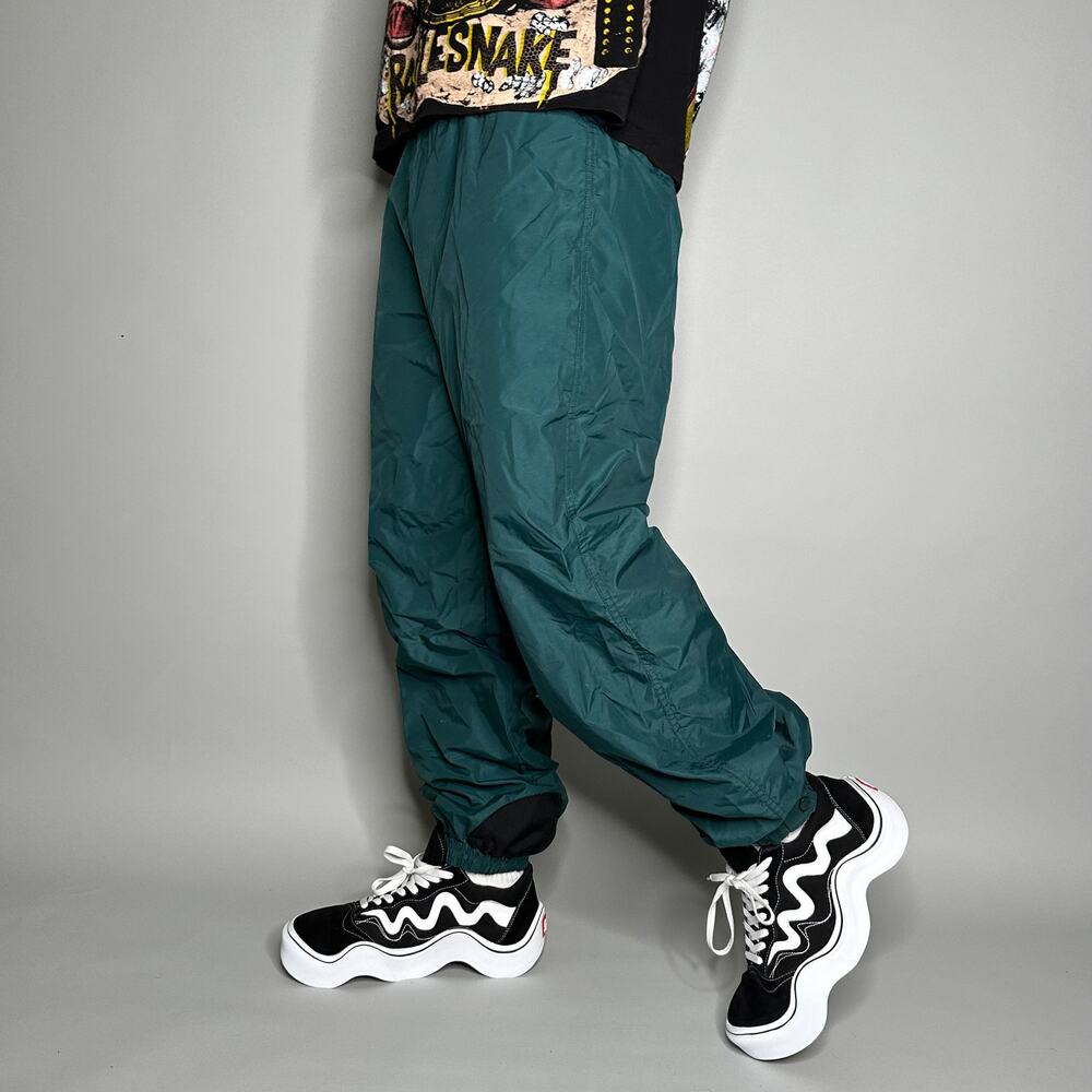 Vintage 90s Columbia Track Pants Mens M Forest Green Nylon Joggers Elastic Cuffs